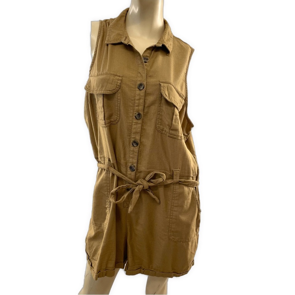 SO Classic- Tan Herringbone Safari Romper- XXL